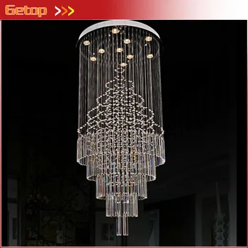 

Best Price Modern LED Staircase Crystal Chandelier Penthouse Hotel Long K9 Crystal Lamp Villa Hall Chandelier Home Lighting