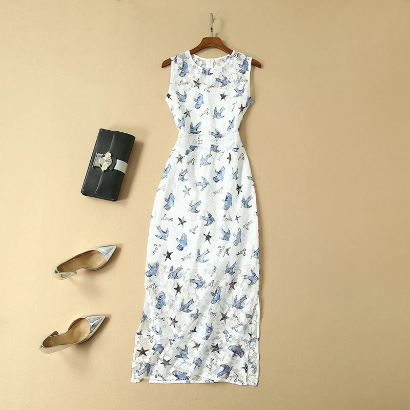 HIGH QUALITY Newest 2019 Summer Runway Dress Women's Sleeveless Bird Print Lace Dress
HIGH QUALITY Newest 2019 Summer Runway Dress Women's Sleeveless Bird Print Lace Dress