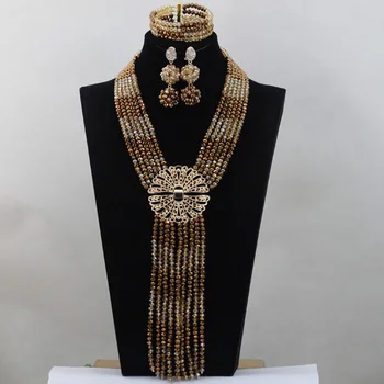 African Dubai Gold Necklace Set Champagne Coffee Gold Bib Fashion Jewelry Set Crystal Bridal Beads for Women Free Shipping WD432
African Dubai Gold Necklace Set Champagne Coffee Gold Bib Fashion Jewelry Set Crystal Bridal Beads for Women Free Shipping WD432