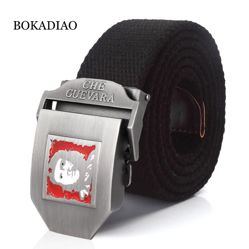 

BOKADIAO Men&Women Military Canvas Belt Che Guevara Metal Buckle Jeans Belt Army Tactical Belts Men Luxury Waistband Strap Male