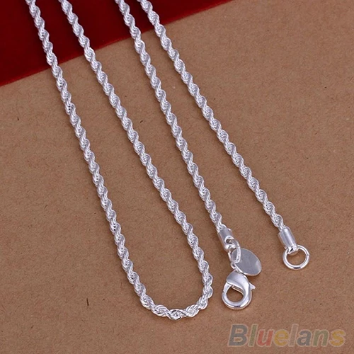 Women's Silver Plated 2MM Twisted Necklace Chain Stylish Jewelry 4PMQ
Women's Silver Plated 2MM Twisted Necklace Chain Stylish Jewelry 4PMQ