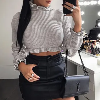 Women Sexy High Collar Top Elastic Tight-fitting Expose Navel Bottoming Out Long Sleeve Knitting Tops
Women Sexy High Collar Top Elastic Tight-fitting Expose Navel Bottoming Out Long Sleeve Knitting Tops