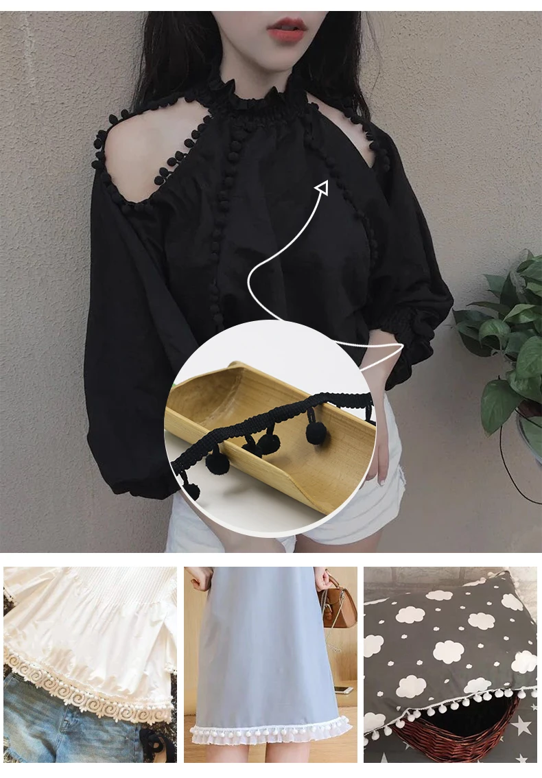 4.5cm Lace Pom Pom Trim - Embroidered Tassel Ribbon for Sewing 14 HTB1Xb6qX8jTBKNjSZFuq6z0HFXaD