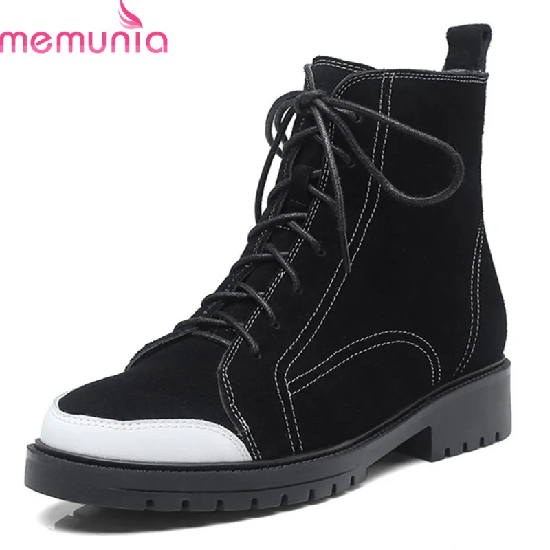 MEMUNIA 2020 TOP quality cow suede leather boots women round toe warm winter shoes lace up fashion ankle boots female black
MEMUNIA 2020 TOP quality cow suede leather boots women round toe warm winter shoes lace up fashion ankle boots female black