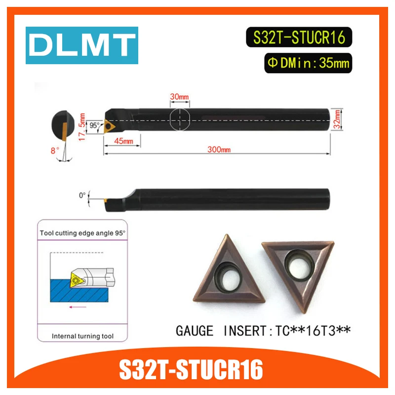 S32T-STUCR16 95 Degrees Internal Turning Tool Holder For TCMT16T304 Insert Boring Bar Lathe Machine | Инструменты