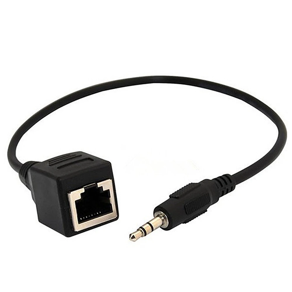 Фото 3.5mm 1/8" Male Plug Audio Cable to RJ45 Socket Ethernet Adapter Short New |