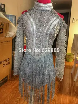 Long Sleeve Silver Sequins Tassel Bodysuit Women's Party Costumes Female Singer Leotard Stage Wear Prom Embroidery Body suit
Long Sleeve Silver Sequins Tassel Bodysuit Women's Party Costumes Female Singer Leotard Stage Wear Prom Embroidery Body suit