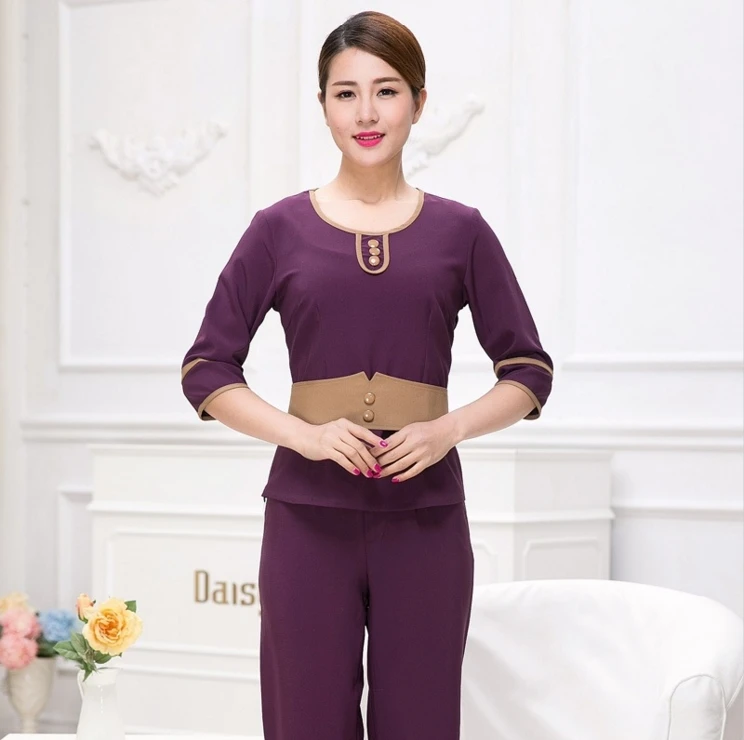 

Elegant style overalls manicure beautician overalls winter pants spa technician massage club pedicure technician's suit