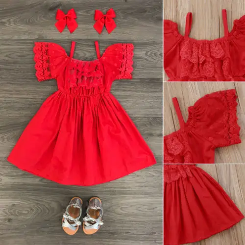 2018 New Kid Girl Red Lace Dress Off Shoulder Strap Dress Princess Baby Lace Floral Wedding Party Dress Children Summer Sundress
2018 New Kid Girl Red Lace Dress Off Shoulder Strap Dress Princess Baby Lace Floral Wedding Party Dress Children Summer Sundress