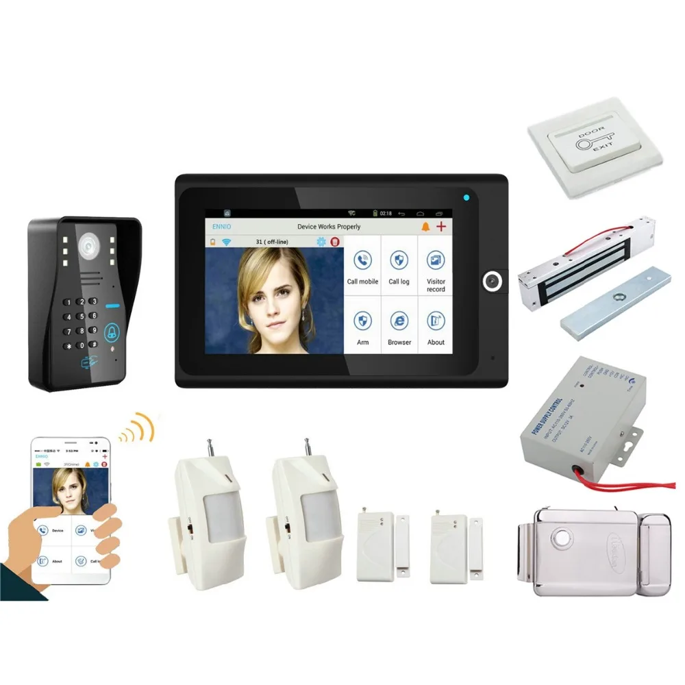 Home set 7" WiFi Wireless RFID Password Video Door Phone intercom Doorbell IP Camera Home Alarm System+Electric Lock
Home set 7" WiFi Wireless RFID Password Video Door Phone intercom Doorbell IP Camera Home Alarm System+Electric Lock