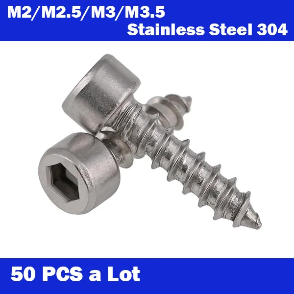 M2/M2.5/M3/M3.5 50pcs 304 Stainless Steel Round Self Tapping Screws Wood Screws / inner hexagon Self Tapping Screws
M2/M2.5/M3/M3.5 50pcs 304 Stainless Steel Round Self Tapping Screws Wood Screws / inner hexagon Self Tapping Screws