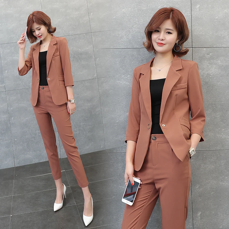 Fashion temperament small female two sets of new Slim pants suit summer |