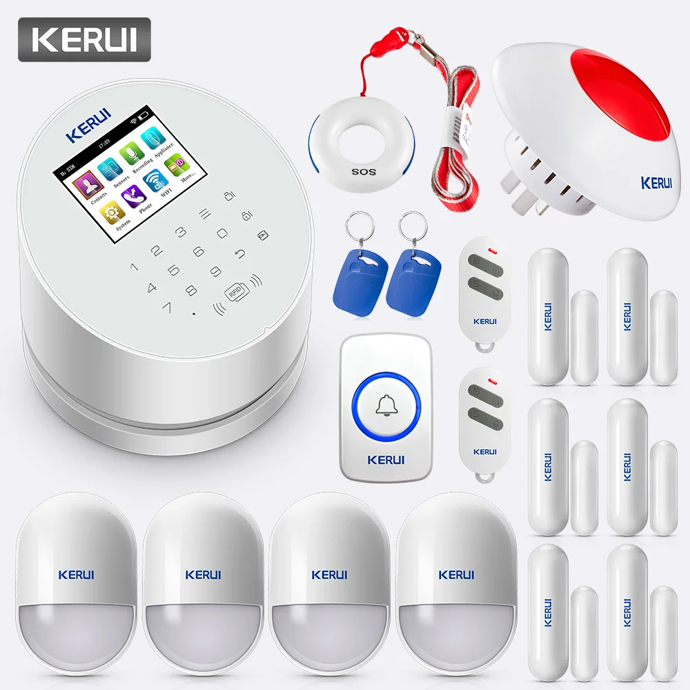 KERUI 2.4 inch Screen APP Remote Control Wireless Home Security WiFi GSM PSTN SOS Alarm Systems with RFID Card Doorbell Button
KERUI 2.4 inch Screen APP Remote Control Wireless Home Security WiFi GSM PSTN SOS Alarm Systems with RFID Card Doorbell Button