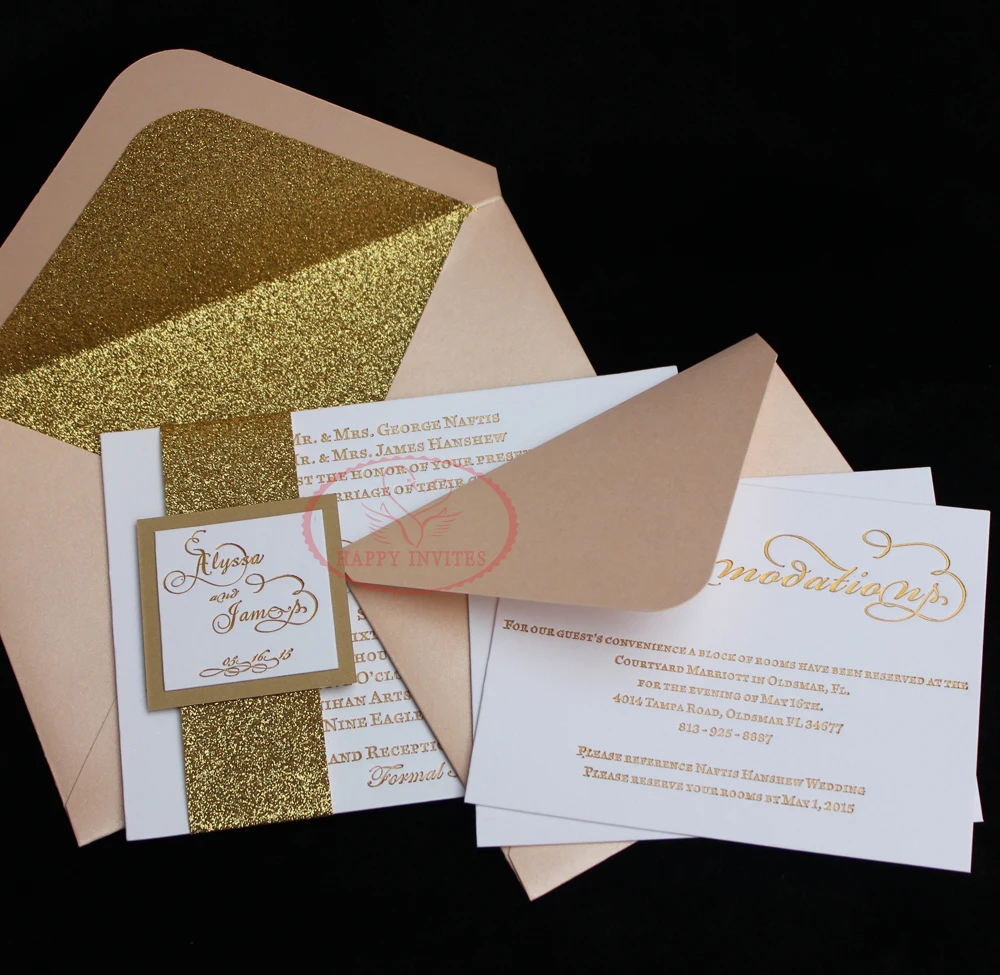 HI1122 Glitter Invitation Blush Wedding Invitation Card with Gold Letterpress Finished Printing
HI1122 Glitter Invitation Blush Wedding Invitation Card with Gold Letterpress Finished Printing
