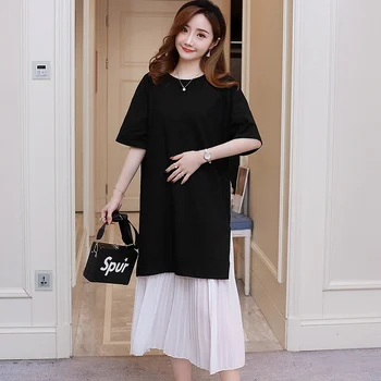 Korean version of the loose pregnant women dress hem split fork stitching pleated chiffon fake two-piece dress pregnancy dress
Korean version of the loose pregnant women dress hem split fork stitching pleated chiffon fake two-piece dress pregnancy dress