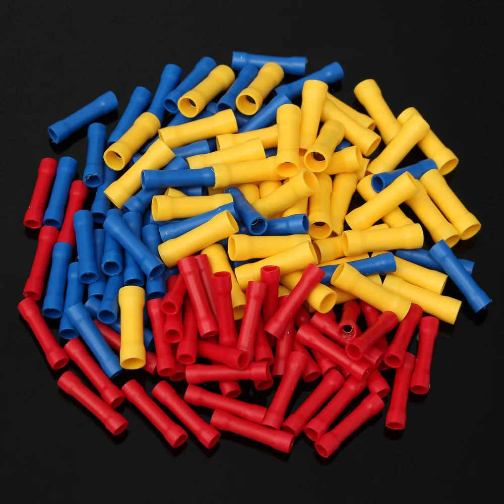 120Pcs/lot Insulated Butt Wire Crimp Connector Terminal 10-22AWG 0.5-6.0mm2 PVC Kit Blue Yellow Red
120Pcs/lot Insulated Butt Wire Crimp Connector Terminal 10-22AWG 0.5-6.0mm2 PVC Kit Blue Yellow Red