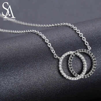 SA SILVERAGE Real 925 Sterling Silver Double Round Circle Pendant Necklaces 925 Silver AAA Zircon Necklaces Black/White Stone
SA SILVERAGE Real 925 Sterling Silver Double Round Circle Pendant Necklaces 925 Silver AAA Zircon Necklaces Black/White Stone
