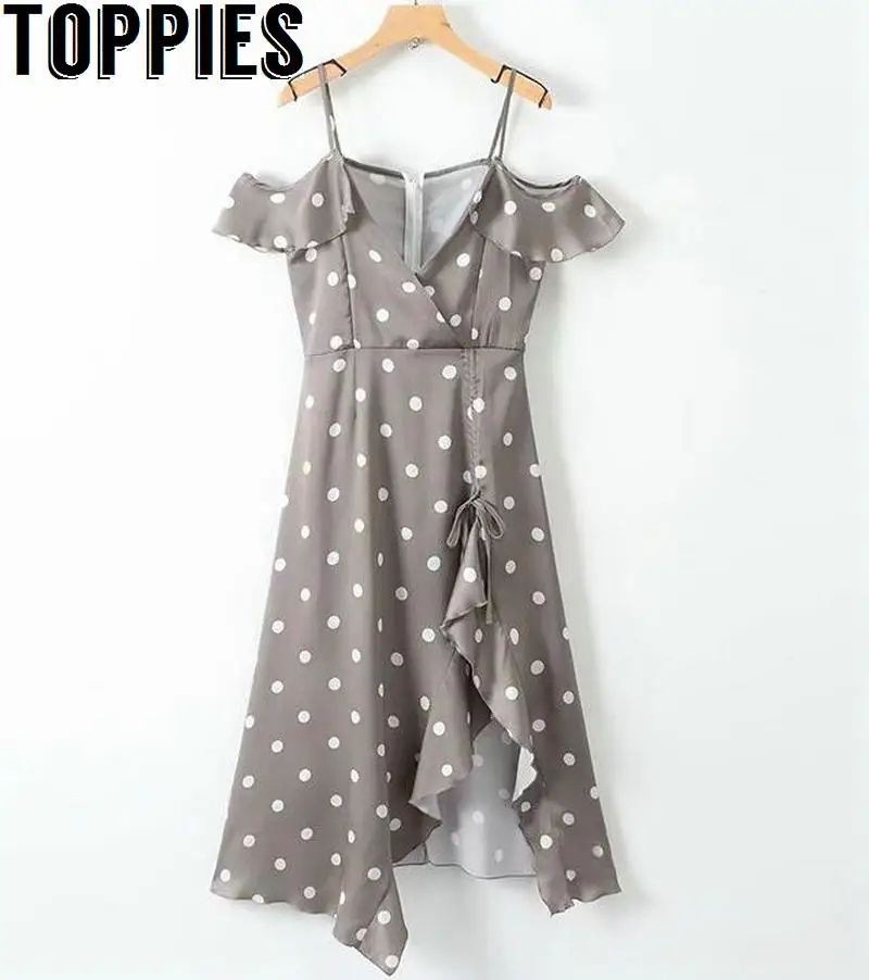 2019 Summer Satin Polka Dots Dress Off Shoulder Sexy Ruffles Dots Vintage Long Dress
2019 Summer Satin Polka Dots Dress Off Shoulder Sexy Ruffles Dots Vintage Long Dress