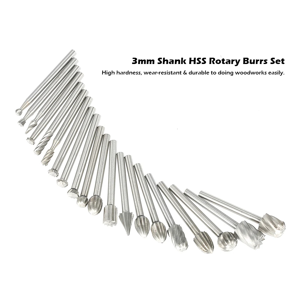 20PCS Rotary Burrs Set 3mm Shank HSS CNC File Milling Cutter Engraving Bits for Drilling Woodwork Electric Grinding Accessories
20PCS Rotary Burrs Set 3mm Shank HSS CNC File Milling Cutter Engraving Bits for Drilling Woodwork Electric Grinding Accessories