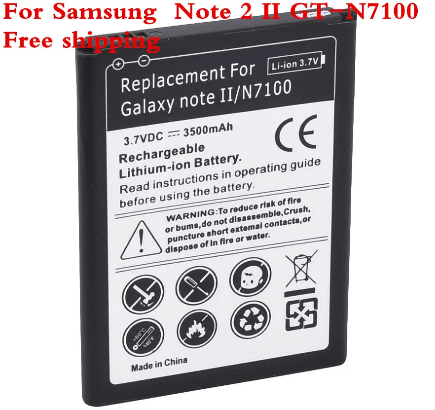 For Galaxy Note2 N7100 3500mAh Phone Replacement Battery For Samsung Galaxy Note 2 II GT-N7100 Rechargeable Commercial Batteria
For Galaxy Note2 N7100 3500mAh Phone Replacement Battery For Samsung Galaxy Note 2 II GT-N7100 Rechargeable Commercial Batteria