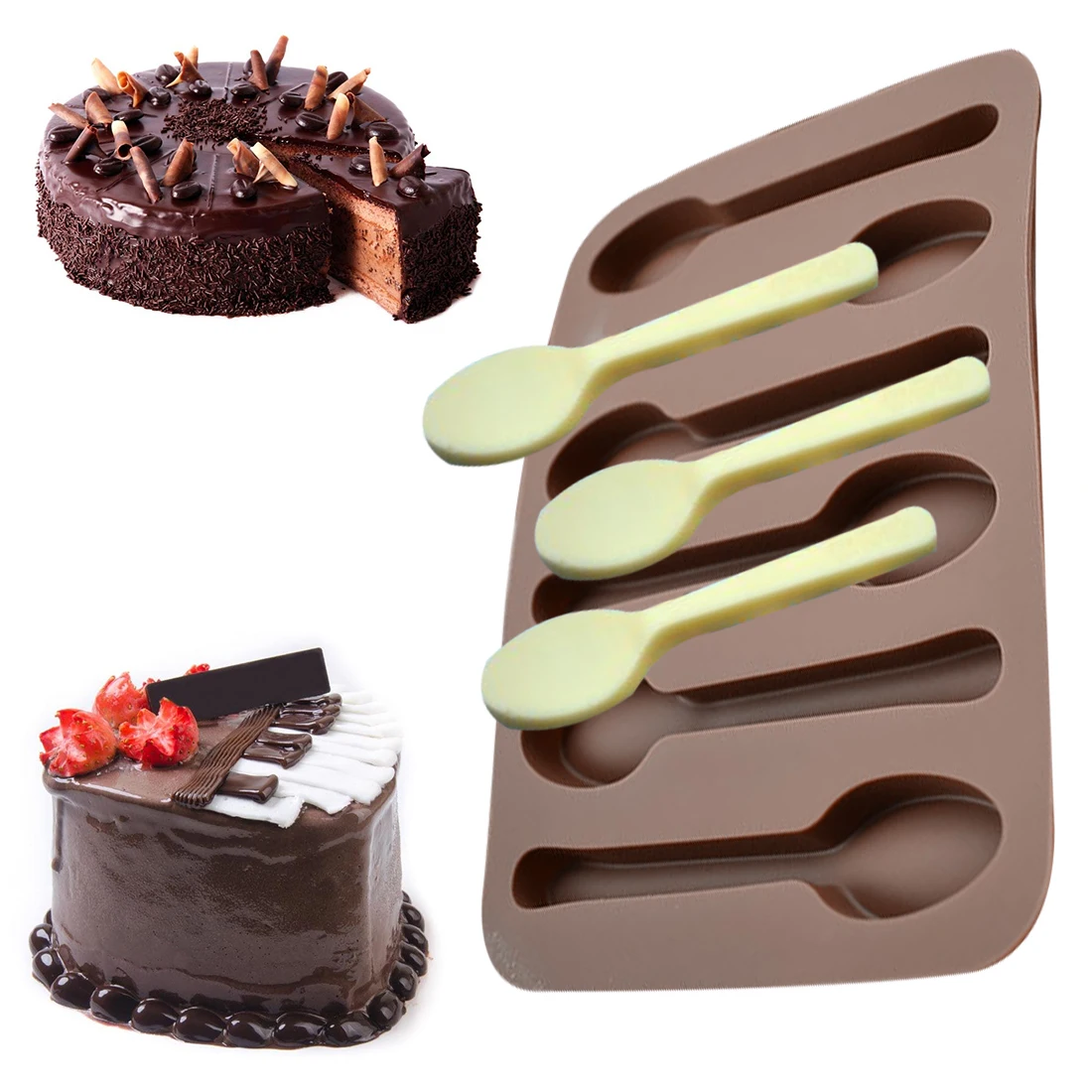 Silicone Chocolate Mold 1PC 6 Holes Spoon Shape Fondant Molds Cake Decorating Tools Soap Candy Cake Stencils forma de silicone
Silicone Chocolate Mold 1PC 6 Holes Spoon Shape Fondant Molds Cake Decorating Tools Soap Candy Cake Stencils forma de silicone