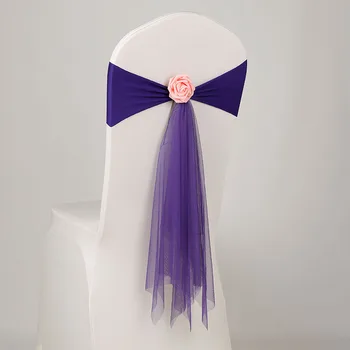 Purple colour Spandex chair sash with rose ball artifical flower ball and organza sash lycra sash fit all chairs wedding
Purple colour Spandex chair sash with rose ball artifical flower ball and organza sash lycra sash fit all chairs wedding