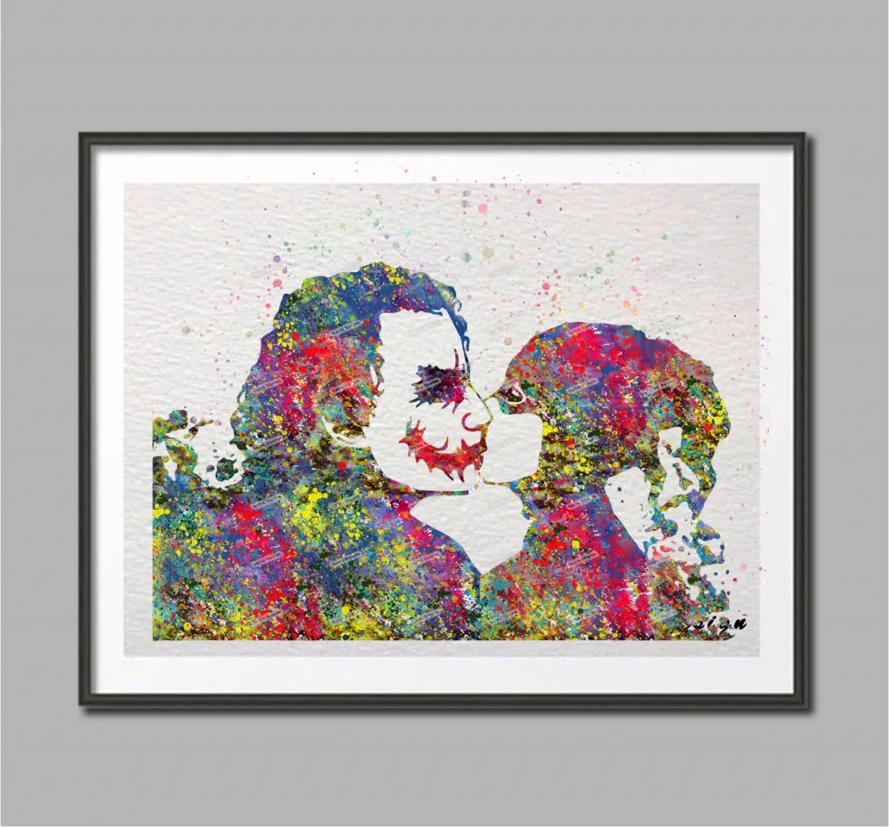 Original Watercolor Harley Quinn Joker Kiss wall art poster print Picture canvas painting home decoration sticker Christmas gift
Original Watercolor Harley Quinn Joker Kiss wall art poster print Picture canvas painting home decoration sticker Christmas gift