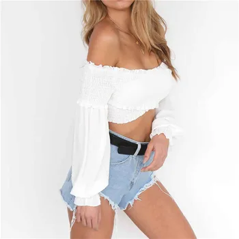 Off Shoulder T-shirt Long Sleeve TShirts Ruffled Shirt Cross Women's Tee Slim Crop Tops 2018 Sexy Tshirt Female Cropped Tide H
Off Shoulder T-shirt Long Sleeve TShirts Ruffled Shirt Cross Women's Tee Slim Crop Tops 2018 Sexy Tshirt Female Cropped Tide H