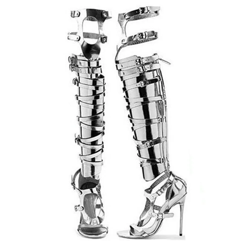 Summer Sexy Ladies Mirror Shiny Leather Peep toe Thigh High Boots Metal Buckled Stiletto High Heels Women Hollow Out Long Botas
Summer Sexy Ladies Mirror Shiny Leather Peep toe Thigh High Boots Metal Buckled Stiletto High Heels Women Hollow Out Long Botas