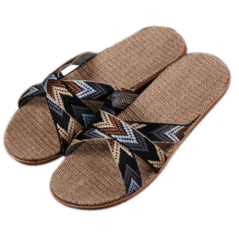 Men's Beach Flip Flops Indoor Silent Home Linen Slippers Healthy Flax Sandals Male Cross Striped Slippers Masculino Calzado Hot
Men's Beach Flip Flops Indoor Silent Home Linen Slippers Healthy Flax Sandals Male Cross Striped Slippers Masculino Calzado Hot