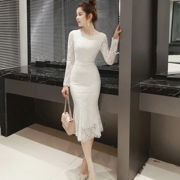 Women Autumn Lace Dresses O-neck Elegant Evening Party White Dress Mid-Calf Long Sleeve Black Vestidos
Women Autumn Lace Dresses O-neck Elegant Evening Party White Dress Mid-Calf Long Sleeve Black Vestidos