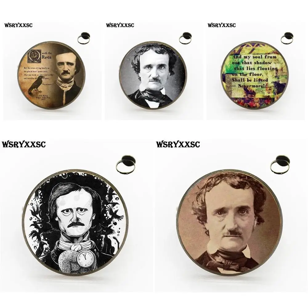 EJ Glaze Edgar Allan Poe Portraits For Men Women Harajuku Style Jewelry With Glass Cabochon Bronze/Silver/Golden Rings
EJ Glaze Edgar Allan Poe Portraits For Men Women Harajuku Style Jewelry With Glass Cabochon Bronze/Silver/Golden Rings