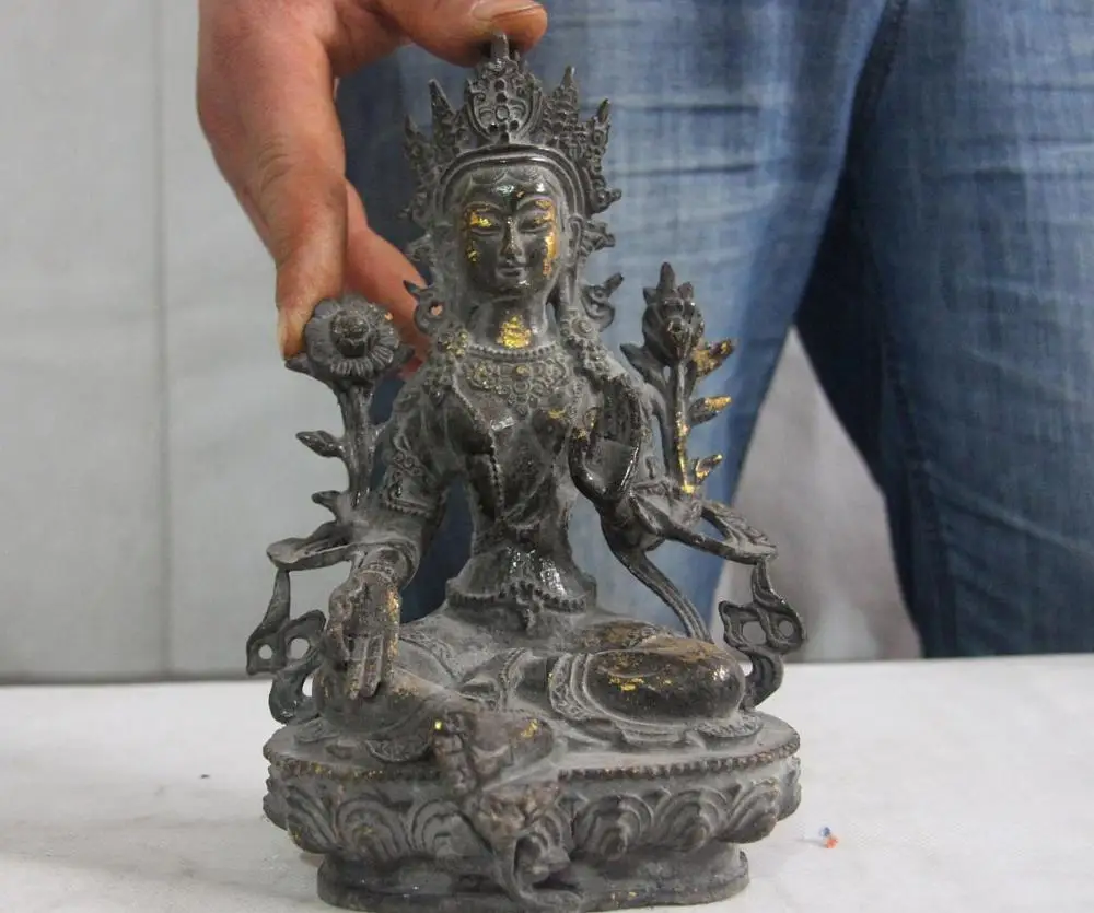 Tibet buddhism bronze copper gild Green Tara Kwan-Yin Bodhisattva buddha statue
Tibet buddhism bronze copper gild Green Tara Kwan-Yin Bodhisattva buddha statue