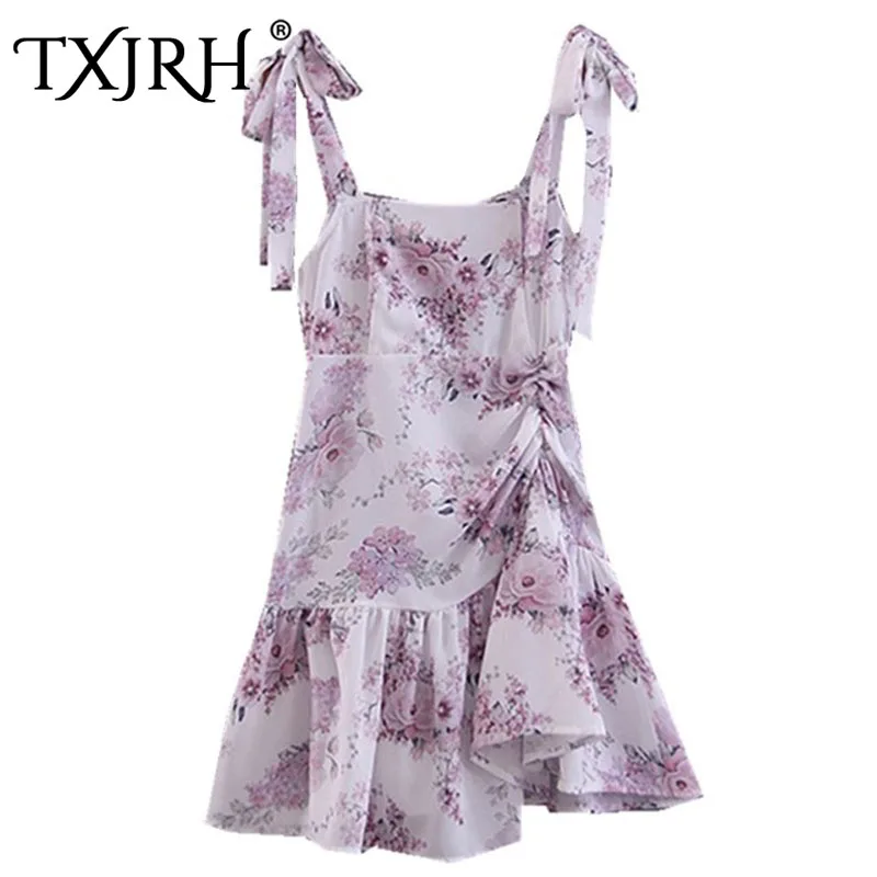 TXJRH 2019 Sexy Floral Print Square Neck Tied Bow Strap Mini Dress Women Front Ruched Short Spaghetti Strap Beach Dress Vestidos
TXJRH 2019 Sexy Floral Print Square Neck Tied Bow Strap Mini Dress Women Front Ruched Short Spaghetti Strap Beach Dress Vestidos