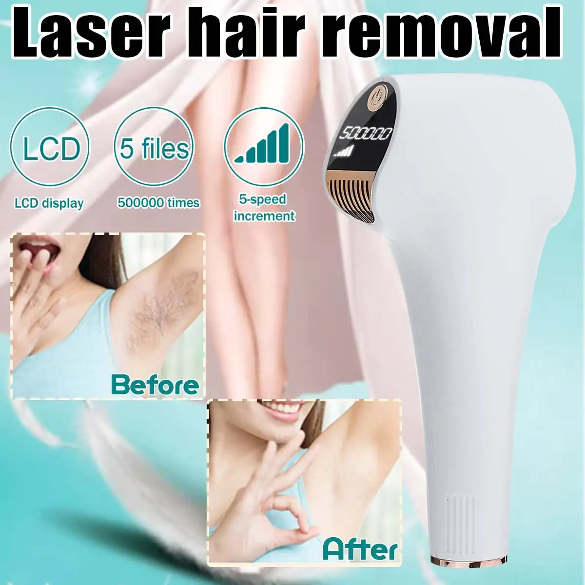 

IPL Laser Painless Hair Removal Machine Laser Epilator Hair Removal Permanent Bikini Trimmer Electric depilador 500,000 Flashes