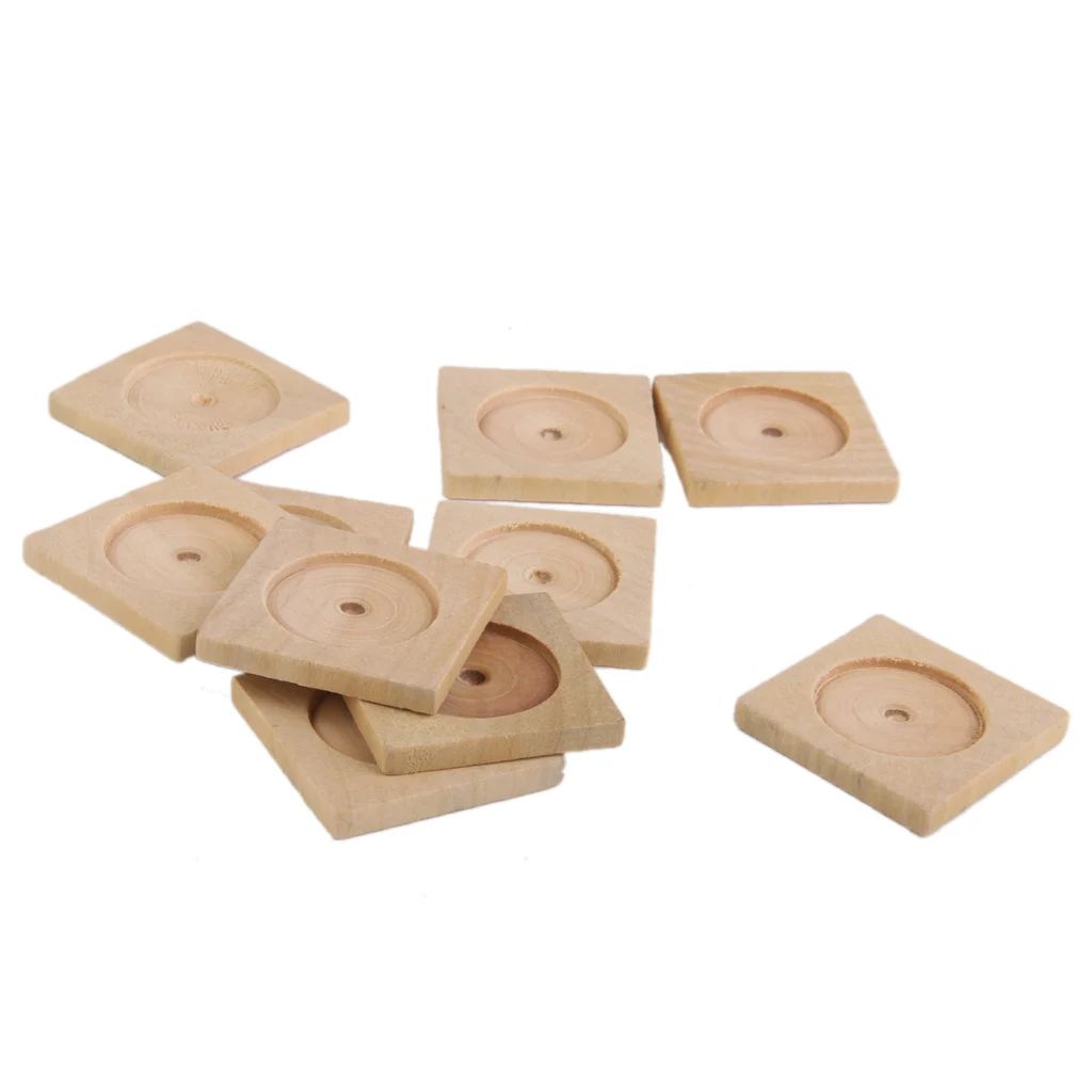 20pcs Vintage Square Wood Cameo Cabochon Setting Base Tray Pendants DIY Necklace Jewelry Making Accessories Findings 25mm