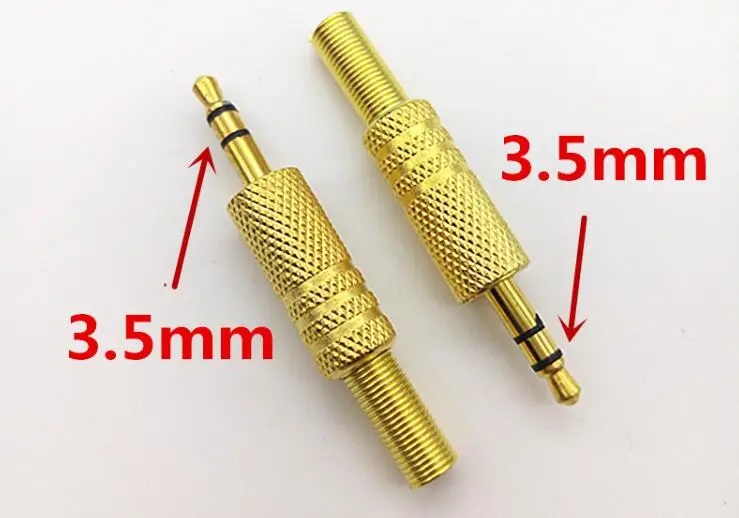 100pcs / Lot Gold Plated 1/8" Plug 3.5mm Audio Jack 3.5 Headphone Stereo Adapter Connector Solder with spring for Home KTV DIY
100pcs / Lot Gold Plated 1/8" Plug 3.5mm Audio Jack 3.5 Headphone Stereo Adapter Connector Solder with spring for Home KTV DIY
