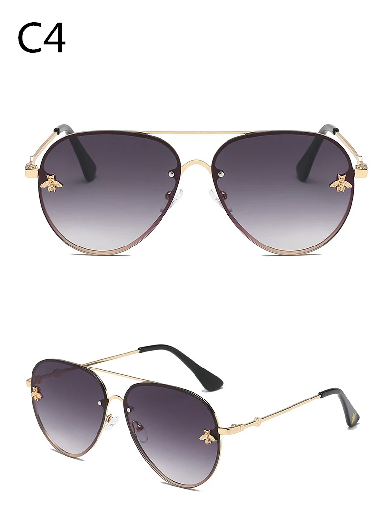 ASOUZ 2019 new fashion ladies sunglasses UV400 metal oval frame bee sunglasses classic brand design sports driving sunglasses (7)
