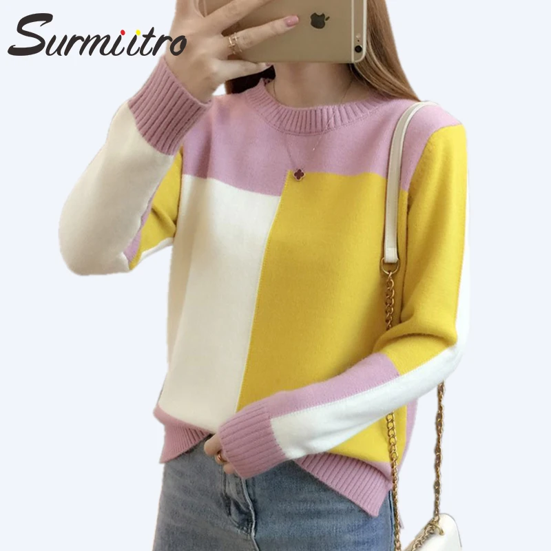 Surmiitro Winter Sweater Women 2019 Autumn Fashion Patchwork Long Sleeve Knitted Jumper Ladies Female Pullover Tricot Pull Femme
Surmiitro Winter Sweater Women 2019 Autumn Fashion Patchwork Long Sleeve Knitted Jumper Ladies Female Pullover Tricot Pull Femme