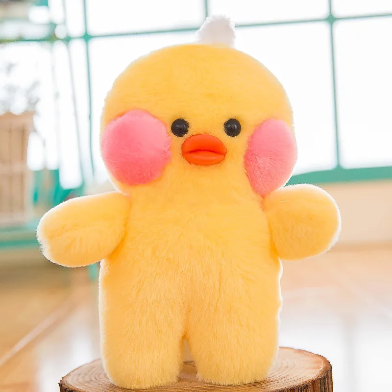 duck plush with pink cheeks