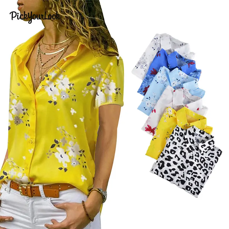 Pickyourlook Blouses Shirt Women Short Sleeve Summer Floral Leopard Printed Button Fashion OL Plus Size Lady Tops Blouses Female
Pickyourlook Blouses Shirt Women Short Sleeve Summer Floral Leopard Printed Button Fashion OL Plus Size Lady Tops Blouses Female