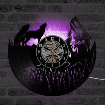 Wolf Model Vinyl Record Wall Clock Modern Design Vinyl Clocks with 7 Color Change Unique 3D Decoration LED Watch Home Decor
Wolf Model Vinyl Record Wall Clock Modern Design Vinyl Clocks with 7 Color Change Unique 3D Decoration LED Watch Home Decor