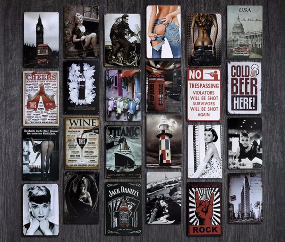 100pcs/lot Metal Sign shabby chic Vintage Metal Poster Funny Tin Sign Home Club Bar Cafe art Wall Decor Plaque 20x30cm cheapest
100pcs/lot Metal Sign shabby chic Vintage Metal Poster Funny Tin Sign Home Club Bar Cafe art Wall Decor Plaque 20x30cm cheapest