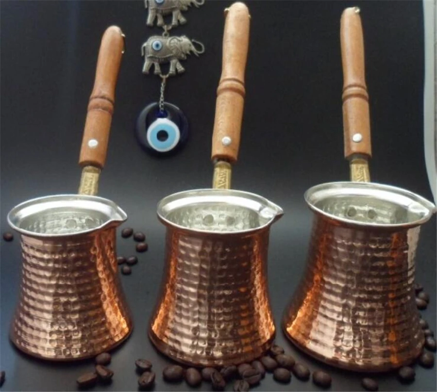 240/300/360ml cezve Premium Brass Copper Turkish Coffee Warmer Pot with Handle, Also for Turkish Greek Arabic Tea or Coffee
240/300/360ml cezve Premium Brass Copper Turkish Coffee Warmer Pot with Handle, Also for Turkish Greek Arabic Tea or Coffee