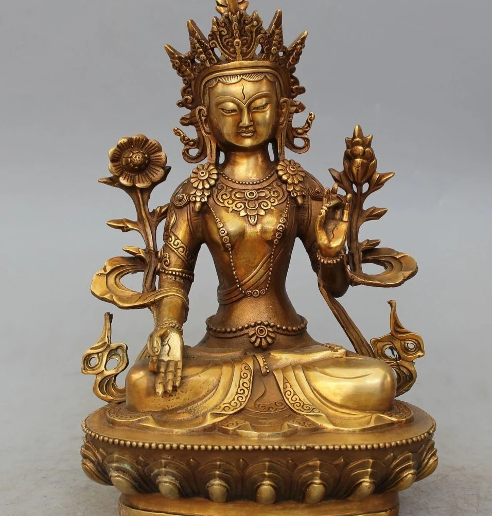 12" Tibet Tibetan Buddhism Bronze White Tara spirit of Compassion Goddess Statue
12" Tibet Tibetan Buddhism Bronze White Tara spirit of Compassion Goddess Statue