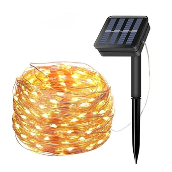 

10M 100leds 20M 200leds Solar Powered LED Copper Wire Fairy Garland LED String Lights Christmas Wedding Party Decoration Lights