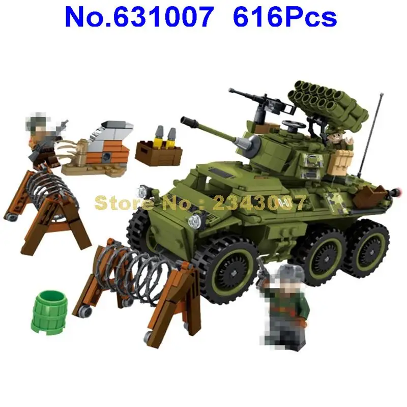 631007 616pcs Military Army Base Tank Vehicles Amphibious Guns World War II Building Blocks Toy
631007 616pcs Military Army Base Tank Vehicles Amphibious Guns World War II Building Blocks Toy