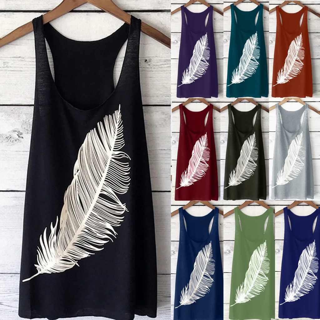 S-5XL Plus Size Top Woman Clothes Summer Fashion Womens U-neck Vest Sleeveless Plume Print Shirt Blouse Loose Casual Tank Tops
S-5XL Plus Size Top Woman Clothes Summer Fashion Womens U-neck Vest Sleeveless Plume Print Shirt Blouse Loose Casual Tank Tops