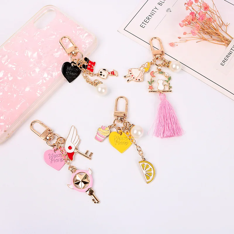 Japan Anime Keychain Holder Sweet Pearl Tassel bag charm luxury key chain Sakura Charlie Dog Alice keychain llaveros para mujer
Japan Anime Keychain Holder Sweet Pearl Tassel bag charm luxury key chain Sakura Charlie Dog Alice keychain llaveros para mujer