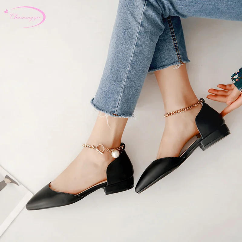 Chinese OL style sexy pointed toe summer sandals fashion chain buckle beaded black white beige pink flat with women's shoes
Chinese OL style sexy pointed toe summer sandals fashion chain buckle beaded black white beige pink flat with women's shoes